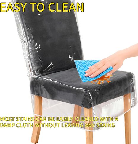 Plastic Chair Covers for Dining Chairs 4 Pack, Clear Plastic Chair Covers，Clear Waterproof Seat Protectors - Anti-Scratch, No Dust, Spill or Pet Hair (21" x 18") in Saudi Arabia