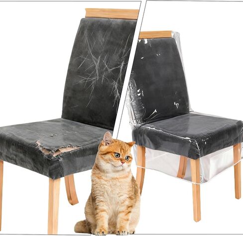 Plastic Chair Covers for Dining Chairs 4 Pack, Clear Plastic Chair Covers，Clear Waterproof Seat Protectors - Anti-Scratch, No Dust, Spill or Pet Hair (21" x 18") in Saudi Arabia