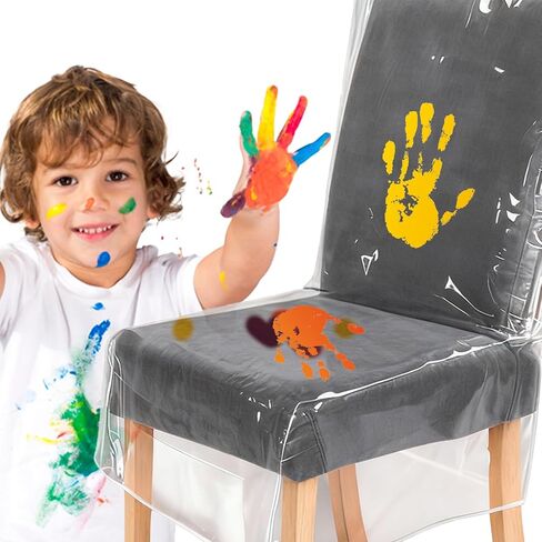 Plastic Chair Covers for Dining Chairs 4 Pack, Clear Plastic Chair Covers，Clear Waterproof Seat Protectors - Anti-Scratch, No Dust, Spill or Pet Hair (21" x 18") in Saudi Arabia