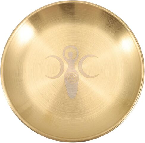 Cabilock Metal Tarot Candle Holder, Round Altar Tealight Tray Decorative Plate, Pillar Candles Candlestick Stand Witchcraft Supplies for Meditation Ceremony Home Table Centerpiece, 14cm in Saudi Arabia