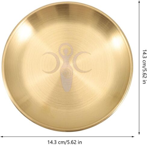 Cabilock Metal Tarot Candle Holder, Round Altar Tealight Tray Decorative Plate, Pillar Candles Candlestick Stand Witchcraft Supplies for Meditation Ceremony Home Table Centerpiece, 14cm in Saudi Arabia