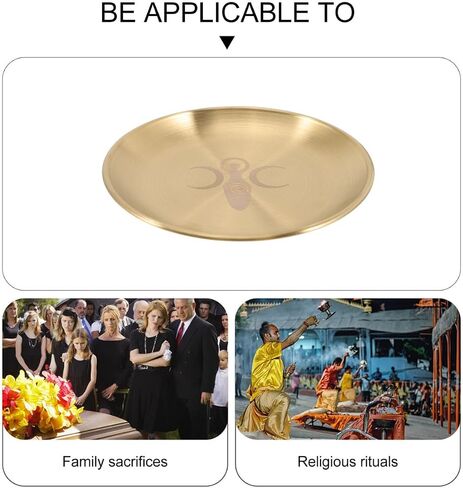 Cabilock Metal Tarot Candle Holder, Round Altar Tealight Tray Decorative Plate, Pillar Candles Candlestick Stand Witchcraft Supplies for Meditation Ceremony Home Table Centerpiece, 14cm in Saudi Arabia