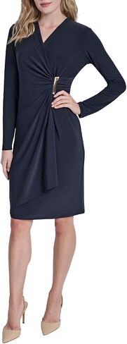 DKNY Women's Long Sleeve Surplice Neck Sheath Dress in Saudi Arabia