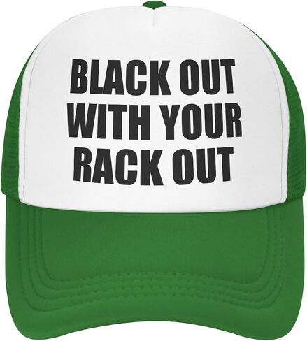 Black Out with Your Rack Out Funny Gag Trucker Hat for Adult Humor Adjustable Mesh Sport Baseball Caps for Women Men Black in Kuwait