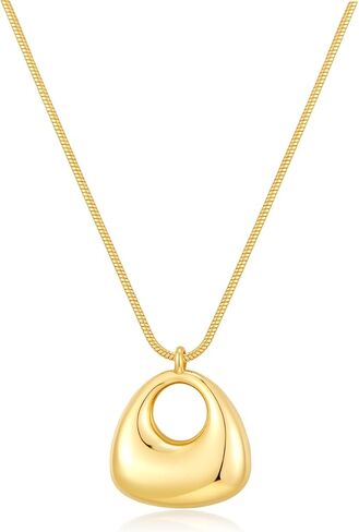 Chunky Pendant Necklace for Women 14K Gold Plated Trendy Puffy Bag Charm Snake Chain Minimalist Necklace Dainty Statement Jewelry Gifts in Saudi Arabia
