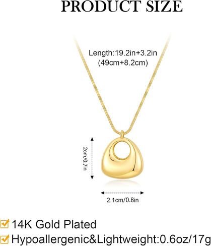 Chunky Pendant Necklace for Women 14K Gold Plated Trendy Puffy Bag Charm Snake Chain Minimalist Necklace Dainty Statement Jewelry Gifts in Saudi Arabia