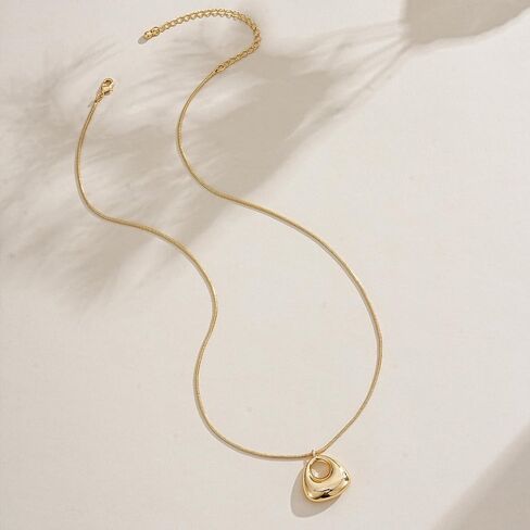 Chunky Pendant Necklace for Women 14K Gold Plated Trendy Puffy Bag Charm Snake Chain Minimalist Necklace Dainty Statement Jewelry Gifts in Saudi Arabia
