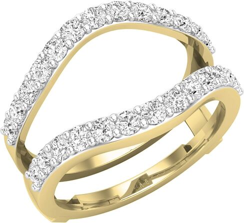 مجموعة Dazzlingrock 1.00 Cttw Round Lab Grown Diamond للنساء خاتم مزدوج لحماية الزفاف، متوفر بالذهب الصلب 10K/14K/18K والفضة الاسترلينية 925 in Kuwait