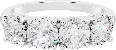 خاتم خطوبة من مجموعة Dazzlingrock GRA معتمد D Color VVS1 مستدير مويسانيتي أنيق مكون من 4 أحجار للنساء من الفضة الإسترليني عيار 925 in Kuwait