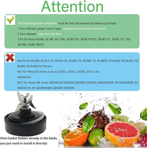 16oz Replacement Cups for Ninja BL660 Professional Compact Smoothie & Food Processing Blender, Replacement 16oz Blender Cup for Ninja BL660 BL770 BL780 BL740 QB3001SS QB3000SS, with Cleaning Brush in Kuwait
