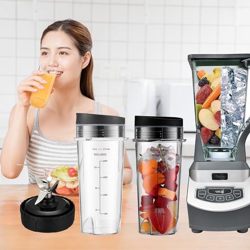 16oz Replacement Cups for Ninja BL660 Professional Compact Smoothie & Food Processing Blender, Replacement 16oz Blender Cup for Ninja BL660 BL770 BL780 BL740 QB3001SS QB3000SS, with Cleaning Brush in Kuwait