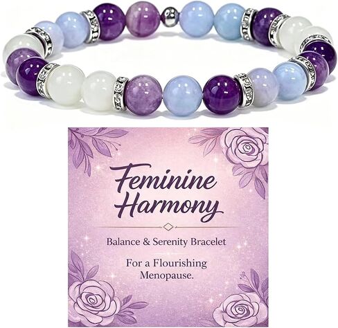 Menopause Bracelet for Women, Natural Crystal Elastic Bracelets Hot Flashes & Anxiety Relief Calming Balance Menopause's Support Jewelry Gift With Card in Saudi Arabia