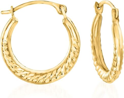 روس سيمونز 14kt الذهب الأصفر الصغيرة Roped هوب الاقراط in Kuwait