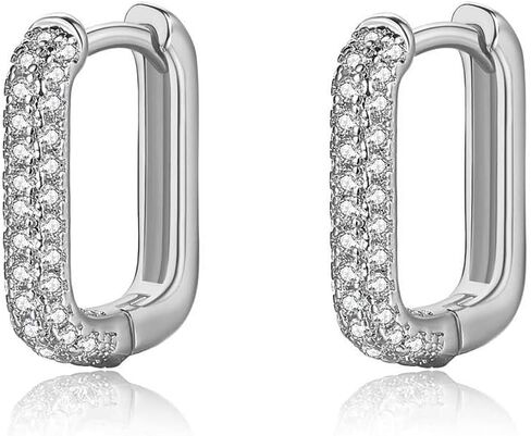 14K Gold Over S925 Silver Oval Hoop Earrings, Moissanite Hoop Earrings, Simple Elegant Jewelry Gifts for Wife in Saudi Arabia