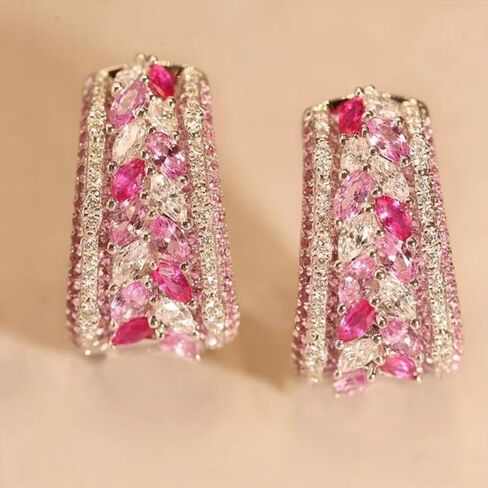 Exquisite Colorful Synthetic Gemstone Hoop Earrings for Women Wedding Banquet Temperament Jewelry in Kuwait