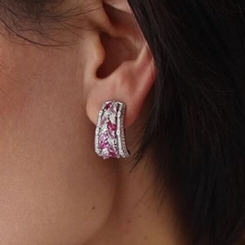 Exquisite Colorful Synthetic Gemstone Hoop Earrings for Women Wedding Banquet Temperament Jewelry in Kuwait