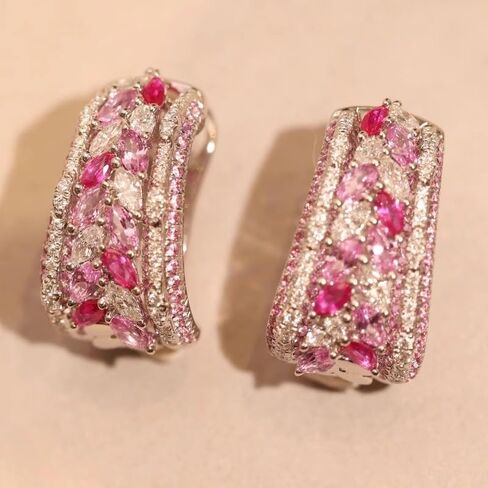 Exquisite Colorful Synthetic Gemstone Hoop Earrings for Women Wedding Banquet Temperament Jewelry in Kuwait
