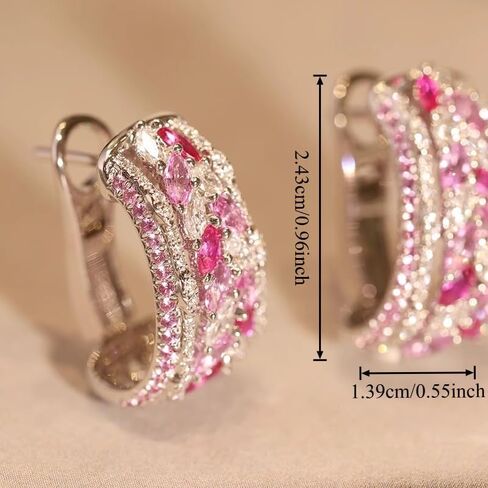 Exquisite Colorful Synthetic Gemstone Hoop Earrings for Women Wedding Banquet Temperament Jewelry in Kuwait