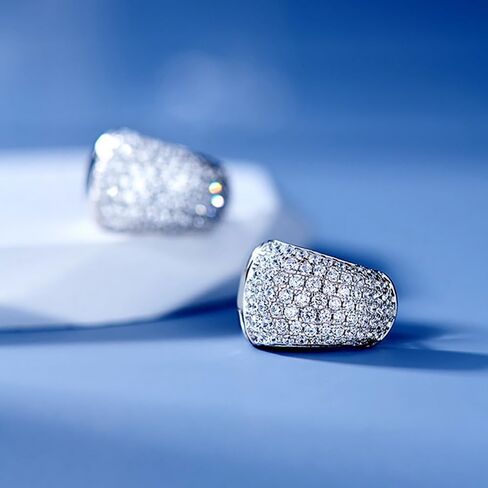 Chunky Round Hoop Earrings for Women Full Dazzling Cubic Zirconia Trendy Jewelry in Kuwait