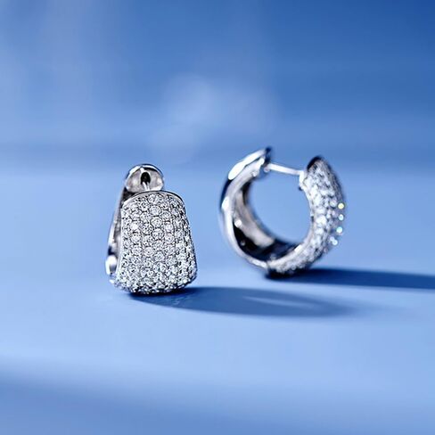 Chunky Round Hoop Earrings for Women Full Dazzling Cubic Zirconia Trendy Jewelry in Kuwait