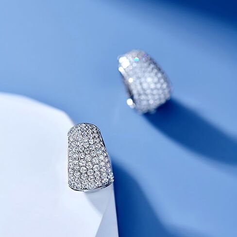 Chunky Round Hoop Earrings for Women Full Dazzling Cubic Zirconia Trendy Jewelry in Kuwait
