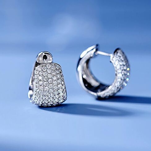 Chunky Round Hoop Earrings for Women Full Dazzling Cubic Zirconia Trendy Jewelry in Kuwait