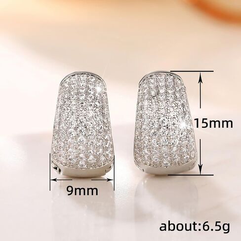 Chunky Round Hoop Earrings for Women Full Dazzling Cubic Zirconia Trendy Jewelry in Kuwait