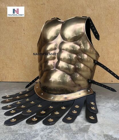 NauticalMart Medieval Armor Spartan Muscle Armor Breastplate 300 Movie Armor Helmet Red Plum Roman Warriors Costume in Kuwait
