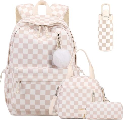 ACESAK Backpack for Girls - 5PCS Corduroy Girls Backpack with Lunch Box and Water Bottle - 6 Leakproof Compartments Snack Container for School - Double Wall Vacuum Leak Proof Kid Cup(Pink Strawberry) in Saudi Arabia