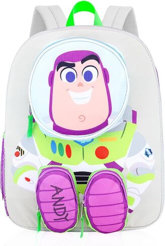 حقيبة ظهر Disney Buzz Lightyear للأولاد - حزمة حقيبة كتب Buzz Lightyear مقاس 16 بوصة مع جيوب أمامية ثلاثية الأبعاد، زجاجة مياه، ملصقات، المزيد | حقيبة ظهر Toy Story للأطفال والأولاد والبنات in Kuwait