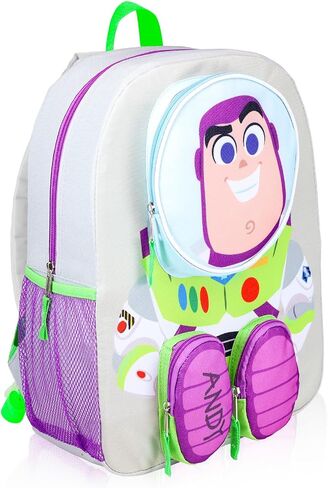 حقيبة ظهر Disney Buzz Lightyear للأولاد - حزمة حقيبة كتب Buzz Lightyear مقاس 16 بوصة مع جيوب أمامية ثلاثية الأبعاد، زجاجة مياه، ملصقات، المزيد | حقيبة ظهر Toy Story للأطفال والأولاد والبنات in Kuwait