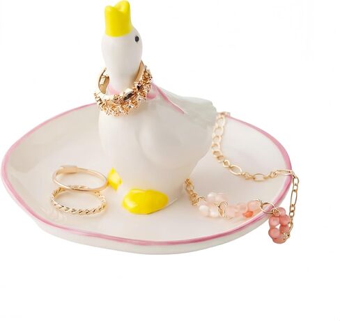 Silly Goose Ceramic Jewelry Tray Handmade Dish Trinket Organizer Decorative Silly Goose Jewelry Holder for Rings Earrings Necklaces Tray Gift for Women Friends Mother Daughter in Kuwait