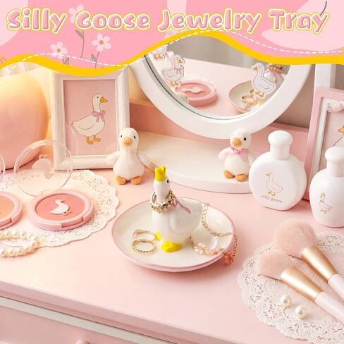 Silly Goose Ceramic Jewelry Tray Handmade Dish Trinket Organizer Decorative Silly Goose Jewelry Holder for Rings Earrings Necklaces Tray Gift for Women Friends Mother Daughter in Kuwait