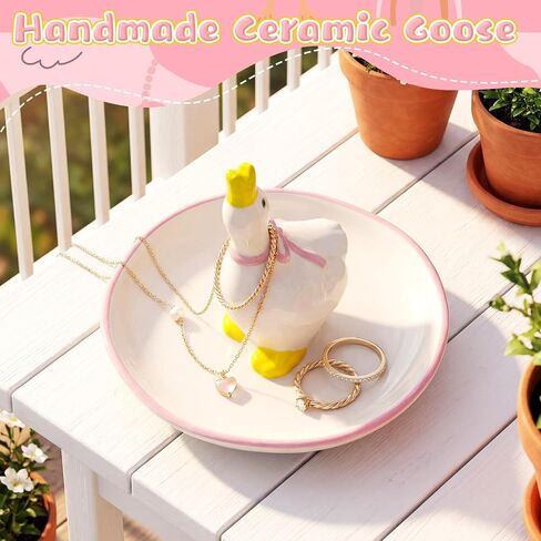 Silly Goose Ceramic Jewelry Tray Handmade Dish Trinket Organizer Decorative Silly Goose Jewelry Holder for Rings Earrings Necklaces Tray Gift for Women Friends Mother Daughter in Kuwait