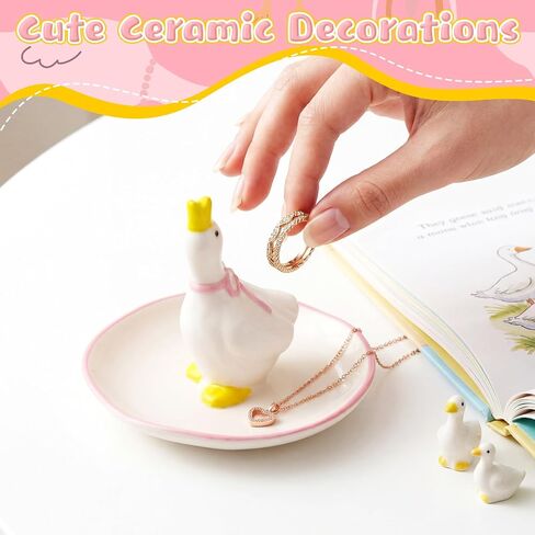 Silly Goose Ceramic Jewelry Tray Handmade Dish Trinket Organizer Decorative Silly Goose Jewelry Holder for Rings Earrings Necklaces Tray Gift for Women Friends Mother Daughter in Kuwait
