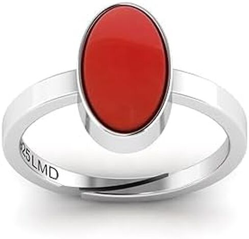 12.25 Carat Antique Certified Natural Red Coral Gemstone Solitaire Statement Silver Adjustable Ring For Women in Saudi Arabia