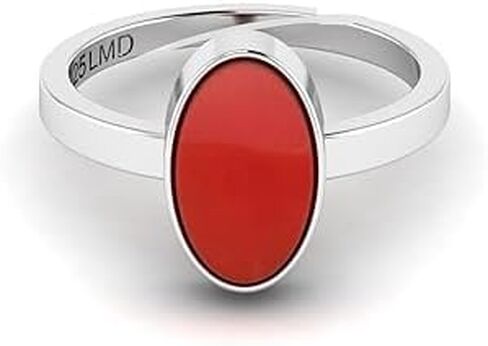 12.25 Carat Antique Certified Natural Red Coral Gemstone Solitaire Statement Silver Adjustable Ring For Women in Saudi Arabia