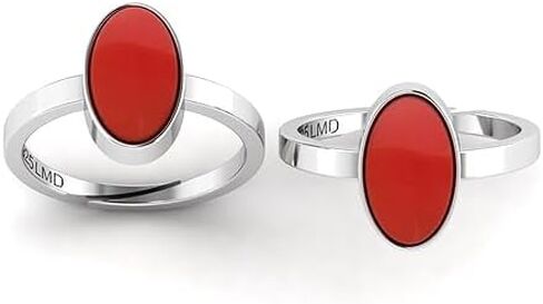 12.25 Carat Antique Certified Natural Red Coral Gemstone Solitaire Statement Silver Adjustable Ring For Women in Saudi Arabia