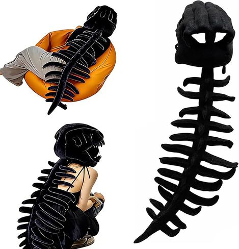 Dinosaur Skeleton Costume Cozy Silly Dino Plush Skeleton Costume 3D Skull Mask Spine Halloween Outfit Props in Saudi Arabia