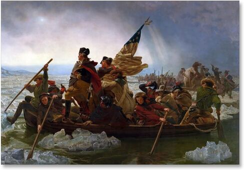 George Washington Crossing The Delaware Poster Revolutionary War Posters Retro Classical History Wall Art Canvas Print Decor for Classroom Office Bedroom Living Room Decoration 12x16inch Unframed in Kuwait