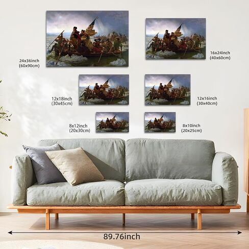 George Washington Crossing The Delaware Poster Revolutionary War Posters Retro Classical History Wall Art Canvas Print Decor for Classroom Office Bedroom Living Room Decoration 12x16inch Unframed in Kuwait