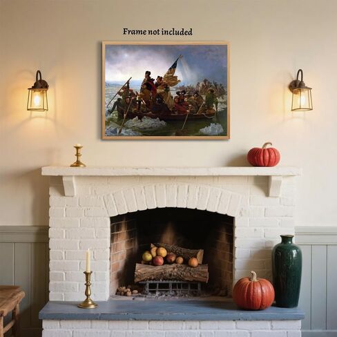 George Washington Crossing The Delaware Poster Revolutionary War Posters Retro Classical History Wall Art Canvas Print Decor for Classroom Office Bedroom Living Room Decoration 12x16inch Unframed in Kuwait