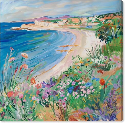 Art Remedy Vibrant Beach II Colorful Coastal Canvas Wall Art, Gallery Wrapped, 40"x40" in Saudi Arabia