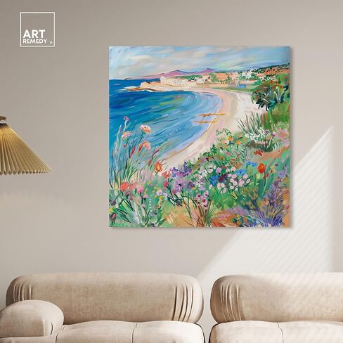 Art Remedy Vibrant Beach II Colorful Coastal Canvas Wall Art, Gallery Wrapped, 40"x40" in Saudi Arabia