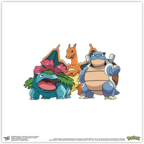 Gallery Pops Pokemon - Blastoise، Charizard، Venusaur Wall Art، إصدار أسود مؤطر، 12 بوصة × 12 بوصة in Kuwait