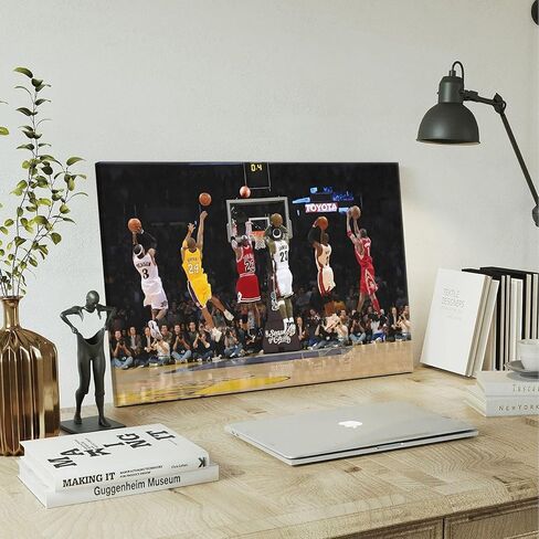 Basketball Legends Canvas Wall Art Print Poster, Iconic Sports Stars Shooting Inspirational Picture, Motivational Photography Wall Decor for Gym Dorm Home Office Living Room Bedroom, Framed 11x14inch in Saudi Arabia