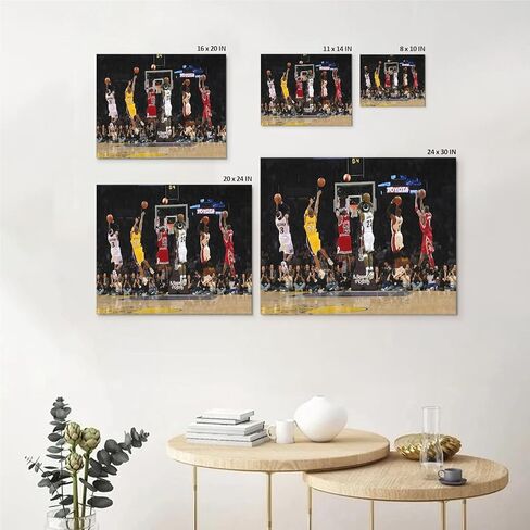 Basketball Legends Canvas Wall Art Print Poster, Iconic Sports Stars Shooting Inspirational Picture, Motivational Photography Wall Decor for Gym Dorm Home Office Living Room Bedroom, Framed 11x14inch in Saudi Arabia