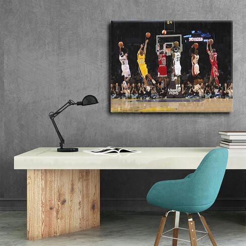 Basketball Legends Canvas Wall Art Print Poster, Iconic Sports Stars Shooting Inspirational Picture, Motivational Photography Wall Decor for Gym Dorm Home Office Living Room Bedroom, Framed 11x14inch in Saudi Arabia