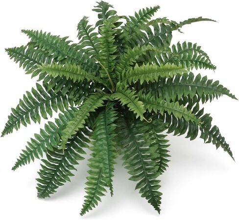 Larksilk Artificial Boston Fern – 28" Wide, 25 Silk Fronds | UV Resistant Faux Fern for Outdoor Planters, Porch, Window Box & Home Decor in Kuwait
