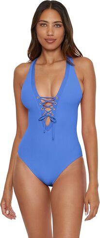 Becca Women's Modern Edge One Piece Swimsuit, Plunge Neck, Criss Cross, Bathing Suits for Women in Kuwait